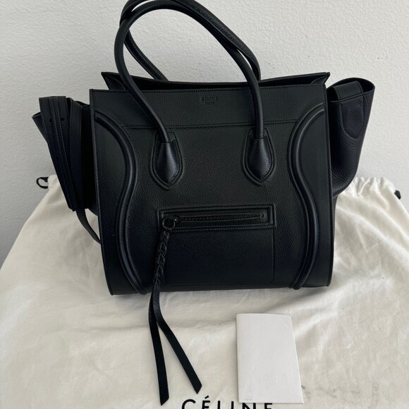 Celine Black Baby Grained Calfskin Medium Phantom Luggage Tote Bag - Pristine Co - Picture 14 of 16
